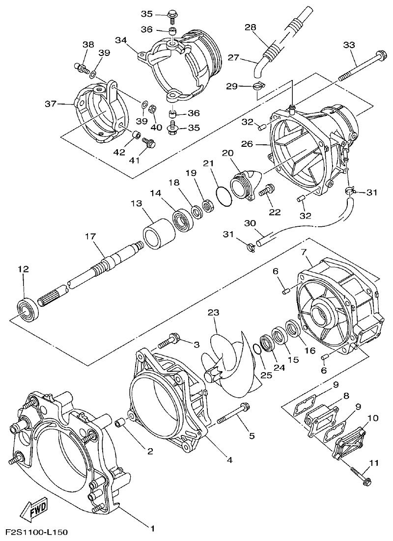 Yamaha FA1800A-M JET UNIT 1 parts diagram